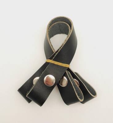 Angel Çanta Aksesuar 30 cm Gerçek Deri Siyah Renk Çıtçıtlı Sap Gümüş Metalli - 1