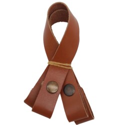 Angel Çanta Aksesuar 30 cm Gerçek Deri Taba Renk Çıtçıtlı Sap Antik Metalli - Angel Çanta Aksesuar