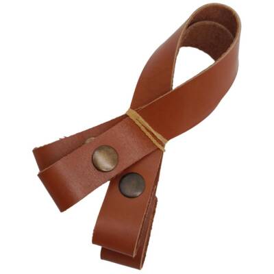 Angel Çanta Aksesuar 30 cm Gerçek Deri Taba Renk Çıtçıtlı Sap Antik Metalli - 3