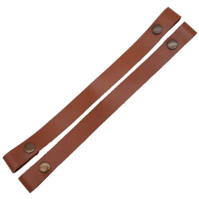 Angel Çanta Aksesuar 30 cm Gerçek Deri Taba Renk Çıtçıtlı Sap Antik Metalli - 4