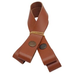 Angel Çanta Aksesuar 30 cm Gerçek Deri Taba Renk Çıtçıtlı Sap Antik Metalli - 2