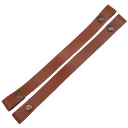 Angel Çanta Aksesuar 30 cm Gerçek Deri Taba Renk Çıtçıtlı Sap Antik Metalli - 4