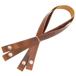 Angel Çanta Aksesuar Gerçek Deri Çıtçıtlı Çanta Sapı Crazy Oil Hardal Sarı Renk Gümüş Metalli - 3