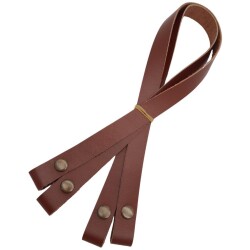 Angel Çanta Aksesuar Gerçek Deri Çıtçıtlı Çanta Sapı Kızıl Kahve Renk Antik Metalli - 2