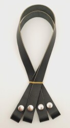 Angel Çanta Aksesuar Gerçek Deri Çıtçıtlı Çanta Sapı Siyah Renk Gümüş Metalli - Angel Çanta Aksesuar