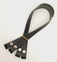 Angel Çanta Aksesuar Gerçek Deri Çıtçıtlı Çanta Sapı Siyah Renk Gümüş Metalli - 2