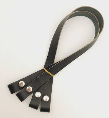 Angel Çanta Aksesuar Gerçek Deri Çıtçıtlı Çanta Sapı Siyah Renk Gümüş Metalli - 2