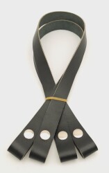 Angel Çanta Aksesuar Gerçek Deri Çıtçıtlı Çanta Sapı Siyah Renk Gümüş Metalli - 3