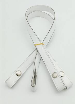 Angel Çanta Aksesuar Çift Kat Dikişli Suni Deri Beyaz Çıtçıtlı Çanta Sapı 70 cm Gümüş Metalli - 1