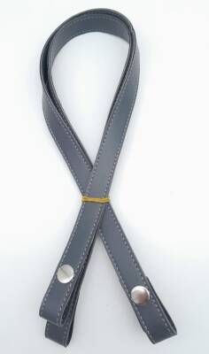 Angel Çanta Aksesuar Çift Kat Dikişli Suni Deri Gri Çıtçıtlı Çanta Sapı 70 cm Gümüş Metalli - 1