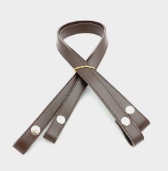 Angel Çanta Aksesuar Çift Kat Dikişli Suni Deri Kahverengi Çıtçıtlı Çanta Sapı Gümüş Metalli - Angel Çanta Aksesuar