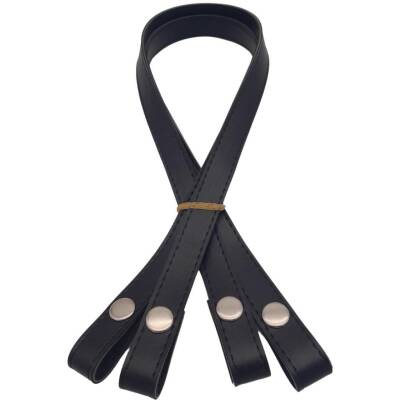 Angel Çanta Aksesuar Çift Kat Dikişli Suni Deri Siyah Renk Çıtçıtlı Çanta Sapı 70 cm Gümüş Metalli - 2