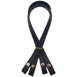 Angel Çanta Aksesuar Çift Kat Dikişli Suni Deri Siyah Renk Çıtçıtlı Çanta Sapı 70 cm Gümüş Metalli - Angel Çanta Aksesuar