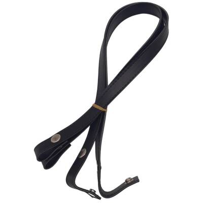 Angel Çanta Aksesuar Çift Kat Dikişli Suni Deri Siyah Renk Çıtçıtlı Çanta Sapı 70 cm Gümüş Metalli - 4