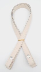 Angel Çanta Aksesuar Çift Kat Dikişli Suni Deri Krem Çıtçıtlı Çanta Sapı 70 cm Gümüş Metalli - Angel Çanta Aksesuar