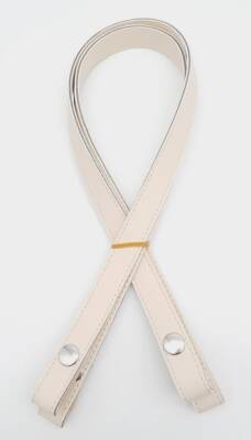 Angel Çanta Aksesuar Çift Kat Dikişli Suni Deri Krem Çıtçıtlı Çanta Sapı 70 cm Gümüş Metalli - 1