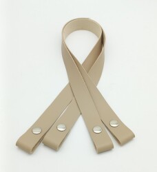 Angel Çanta Aksesuar Tek Kat Suni Deri Bej Çıtçıtlı Çanta Sapı Gümüş Metalli - Angel Çanta Aksesuar