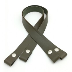 Angel Çanta Aksesuar Tek Kat Suni Deri Haki Çıtçıtlı Çanta Sapı Gümüş Metalli - Angel Çanta Aksesuar