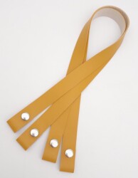 Angel Çanta Aksesuar Tek Kat Suni Deri Hardal Çıtçıtlı Çanta Sapı Gümüş Metalli - 3