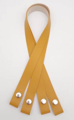 Angel Çanta Aksesuar Tek Kat Suni Deri Hardal Çıtçıtlı Çanta Sapı Gümüş Metalli - 1