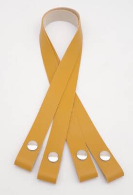 Angel Çanta Aksesuar Tek Kat Suni Deri Hardal Çıtçıtlı Çanta Sapı Gümüş Metalli - 2