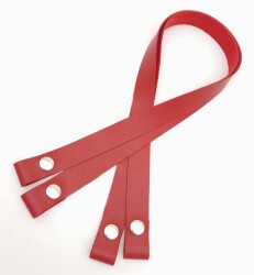 Angel Çanta Aksesuar Tek Kat Suni Deri Kırmızı Çıtçıtlı Çanta Sapı Gümüş Metalli - 3