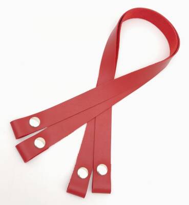 Angel Çanta Aksesuar Tek Kat Suni Deri Kırmızı Çıtçıtlı Çanta Sapı Gümüş Metalli - 3