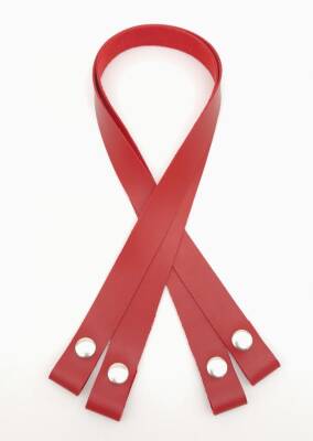 Angel Çanta Aksesuar Tek Kat Suni Deri Kırmızı Çıtçıtlı Çanta Sapı Gümüş Metalli - 1