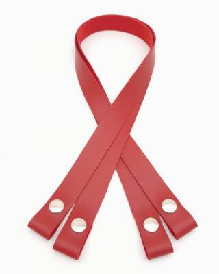 Angel Çanta Aksesuar Tek Kat Suni Deri Kırmızı Çıtçıtlı Çanta Sapı Gümüş Metalli - 2