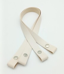 Angel Çanta Aksesuar Tek Kat Suni Deri Krem Çıtçıtlı Çanta Sapı Gümüş Metalli - Angel Çanta Aksesuar