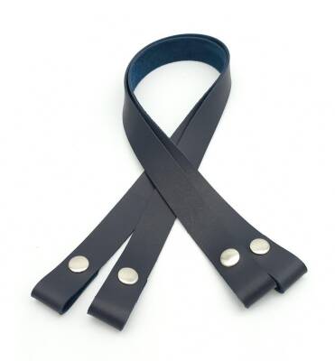 Angel Çanta Aksesuar Tek Kat Suni Deri Lacivert Çıtçıtlı Çanta Sapı Gümüş Metalli - 1