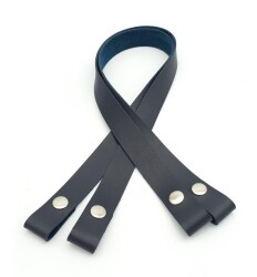 Angel Çanta Aksesuar Tek Kat Suni Deri Lacivert Çıtçıtlı Çanta Sapı Gümüş Metalli - Angel Çanta Aksesuar