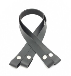 Angel Çanta Aksesuar Tek Kat Suni Deri Siyah Çıtçıtlı Çanta Sapı Gümüş Metalli - Angel Çanta Aksesuar