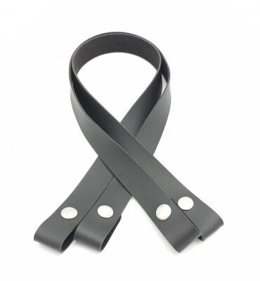 Angel Çanta Aksesuar Tek Kat Suni Deri Siyah Çıtçıtlı Çanta Sapı Gümüş Metalli - 1