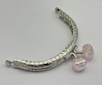 Angel Çanta Aksesuar 10 cm Gümüş Oval Cüzdan Çanta Klipsi Bursu Açık Pembe - 1