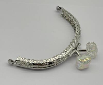 Angel Çanta Aksesuar 10 cm Gümüş Oval Cüzdan Çanta Klipsi Bursu Beyaz - 1
