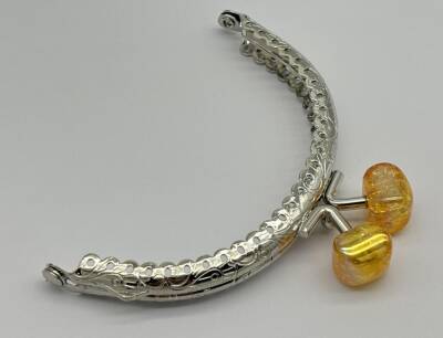 Angel Çanta Aksesuar 10 cm Gümüş Oval Cüzdan Çanta Klipsi Bursu Hardal - 1