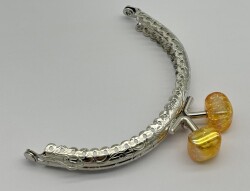 Angel Çanta Aksesuar 10 cm Gümüş Oval Cüzdan Çanta Klipsi Bursu Hardal - Angel Çanta Aksesuar