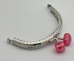 Angel Çanta Aksesuar 10 cm Gümüş Oval Cüzdan Çanta Klipsi Bursu Koyu Pembe - Angel Çanta Aksesuar