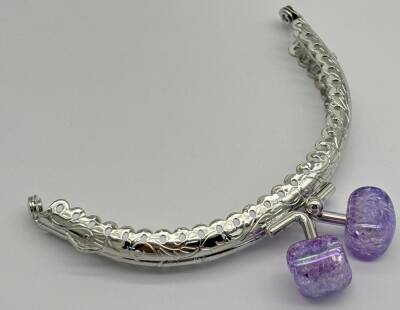 Angel Çanta Aksesuar 10 cm Gümüş Oval Cüzdan Çanta Klipsi Bursu Lila - 1