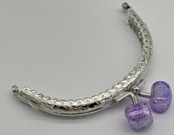 Angel Çanta Aksesuar 10 cm Gümüş Oval Cüzdan Çanta Klipsi Bursu Lila - Angel Çanta Aksesuar