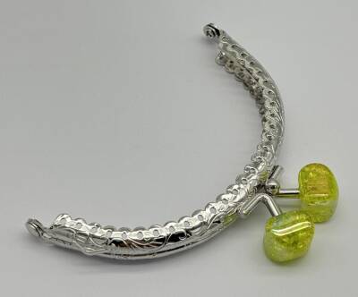 Angel Çanta Aksesuar 10 cm Gümüş Oval Cüzdan Çanta Klipsi Bursu Neon Yeşil - 1