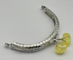 Angel Çanta Aksesuar 10 cm Gümüş Oval Cüzdan Çanta Klipsi Bursu Sarı - Angel Çanta Aksesuar