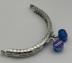 Angel Çanta Aksesuar 10 cm Gümüş Oval Cüzdan Çanta Klipsi Bursu Yanardöner Mavi - Angel Çanta Aksesuar