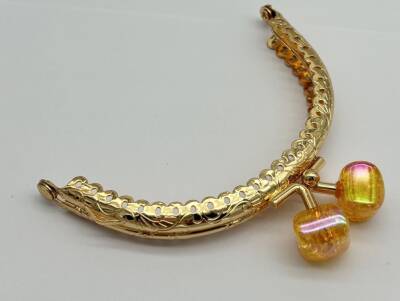Angel Çanta Aksesuar 10 cm Light Gold Oval Cüzdan Çanta Klipsi Bursu Hardal - 1