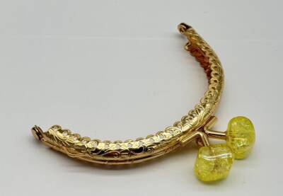 Angel Çanta Aksesuar 10 cm Light Gold Oval Cüzdan Çanta Klipsi Bursu Sarı - 1