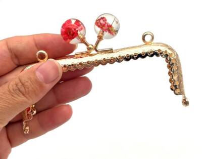 Angel Çanta Aksesuar 10.5 Cm Cüzdan Klipsi Kırmızı Çiçekli - 1