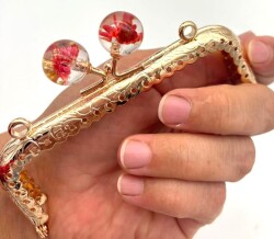 Angel Çanta Aksesuar 10.5 Cm Cüzdan Klipsi Kırmızı Çiçekli - 2