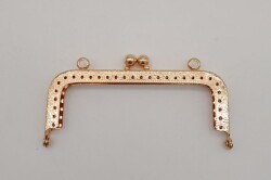 Angel Çanta Aksesuar 10.5 cm Dikdörtgen Çanta Klipsi Çanta Bursu Light Gold Metal - Angel Çanta Aksesuar