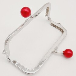 Angel Çanta Aksesuar 10.5 cm Gümüş Metal Bordo Toplu Dikdörtgen Cüzdan Klipsi Çanta Bursu Model 2 - 3